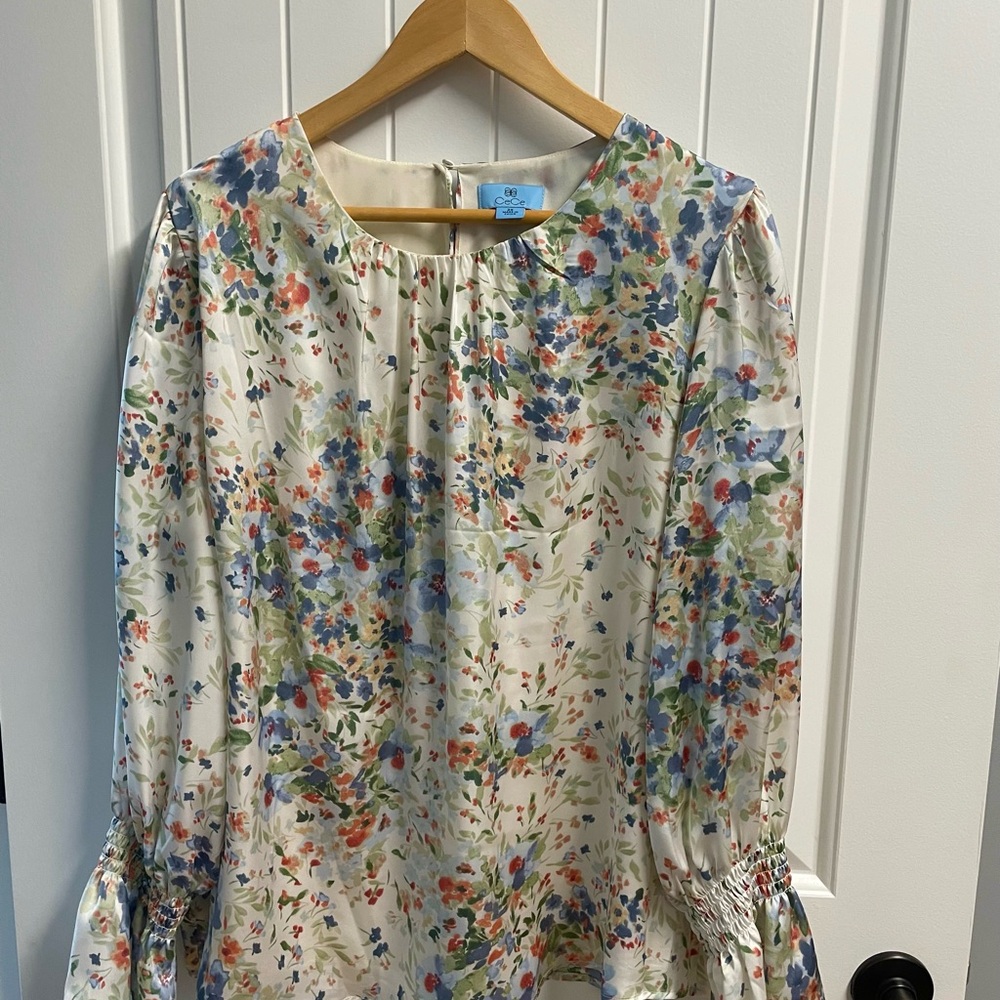 Cece Floral Long Sleeve Blouse